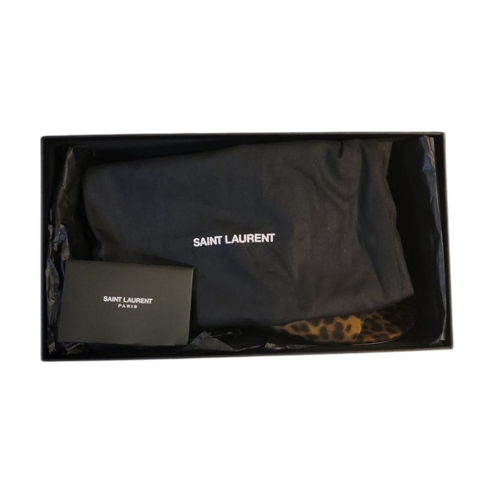 NWT $800 SAINT LAURENT Carlyle Slides in Leopard Grosgrain 8 B / 38 EU - Picture 11 of 13